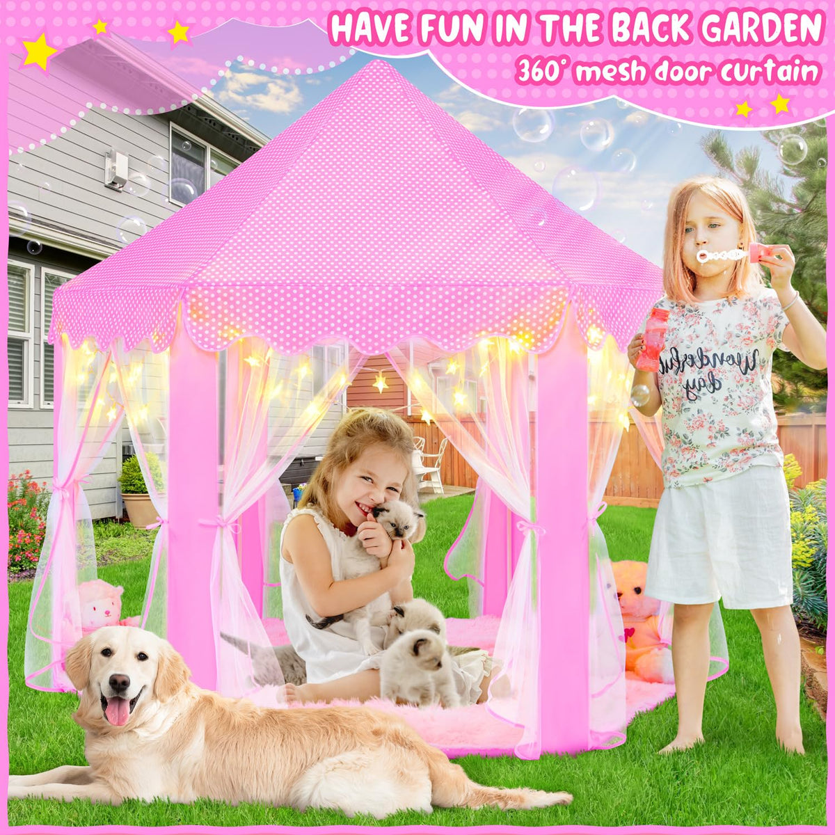 KIXINWA pink princess tent packaging makes a great gift.
