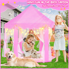 KIXINWA pink princess tent packaging makes a great gift.
