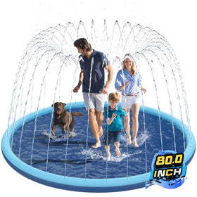 KOXOBET non-slip splash pad 80in for kids and dogs, safe splash play.
