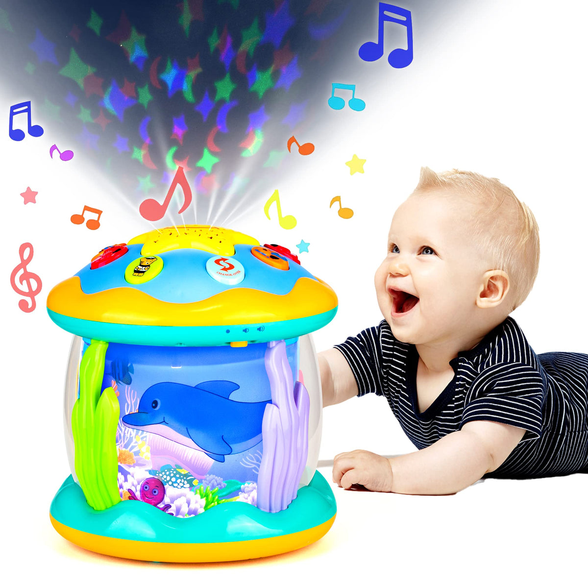 Koyiwa baby toy star projector button calms with gentle lights for bedtime