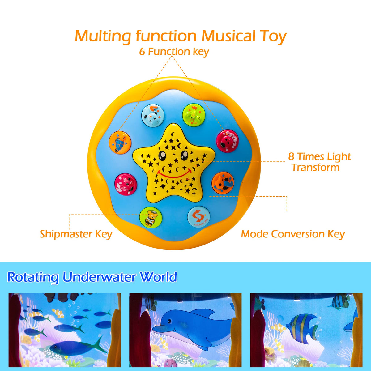 Koyiwa ocean rotation undersea world toy stimulates visual exploration