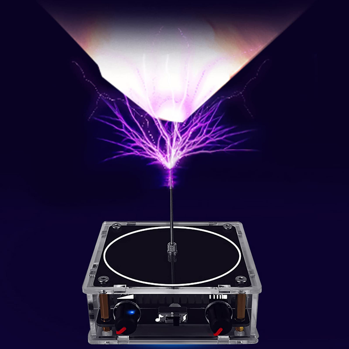 Koyzsen Tesla Coil connects to a phone for music-driven arcs