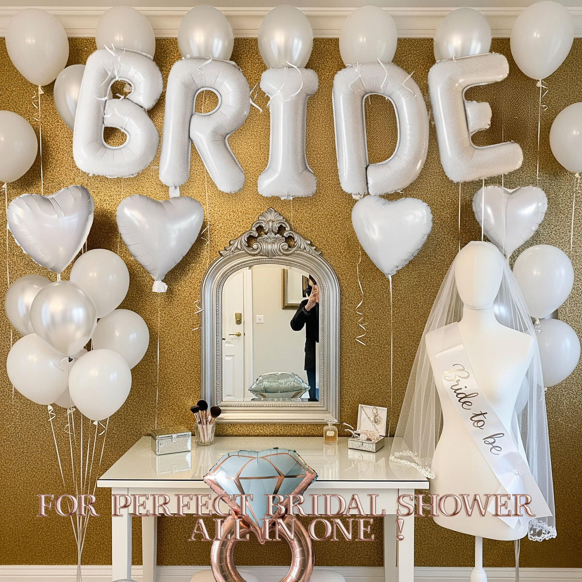 Kozee BRIDE letters balloons create cohesive bridal theme