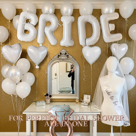 Kozee BRIDE letters balloons create cohesive bridal theme