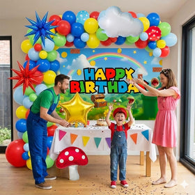 Kozee colorful balloon garland elevates arches, walls, and tables