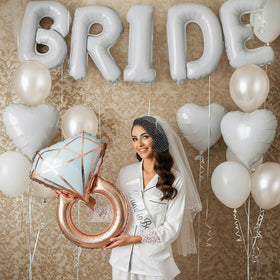 Kozee diamond ring balloon serves as a luxurious focal point
