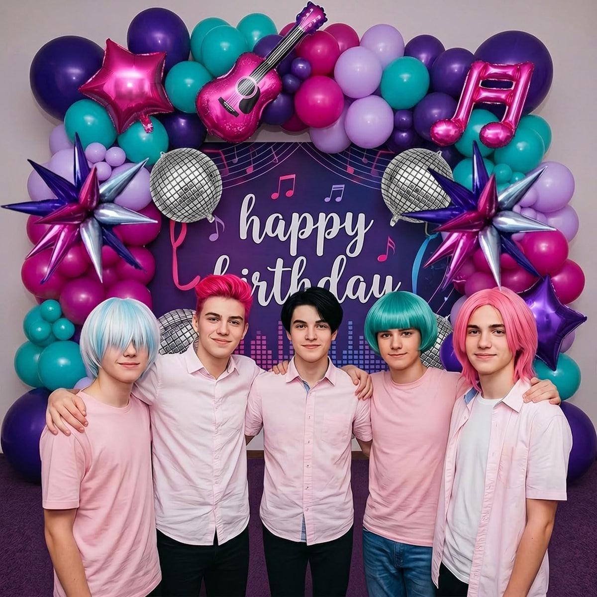Kozee foil star decorations with balloons create shimmering party ambiance