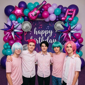 Kozee foil star decorations with balloons create shimmering party ambiance
