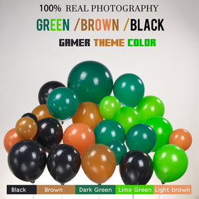Kozee green, black, brown balloons deliver true color for polished gaming decor