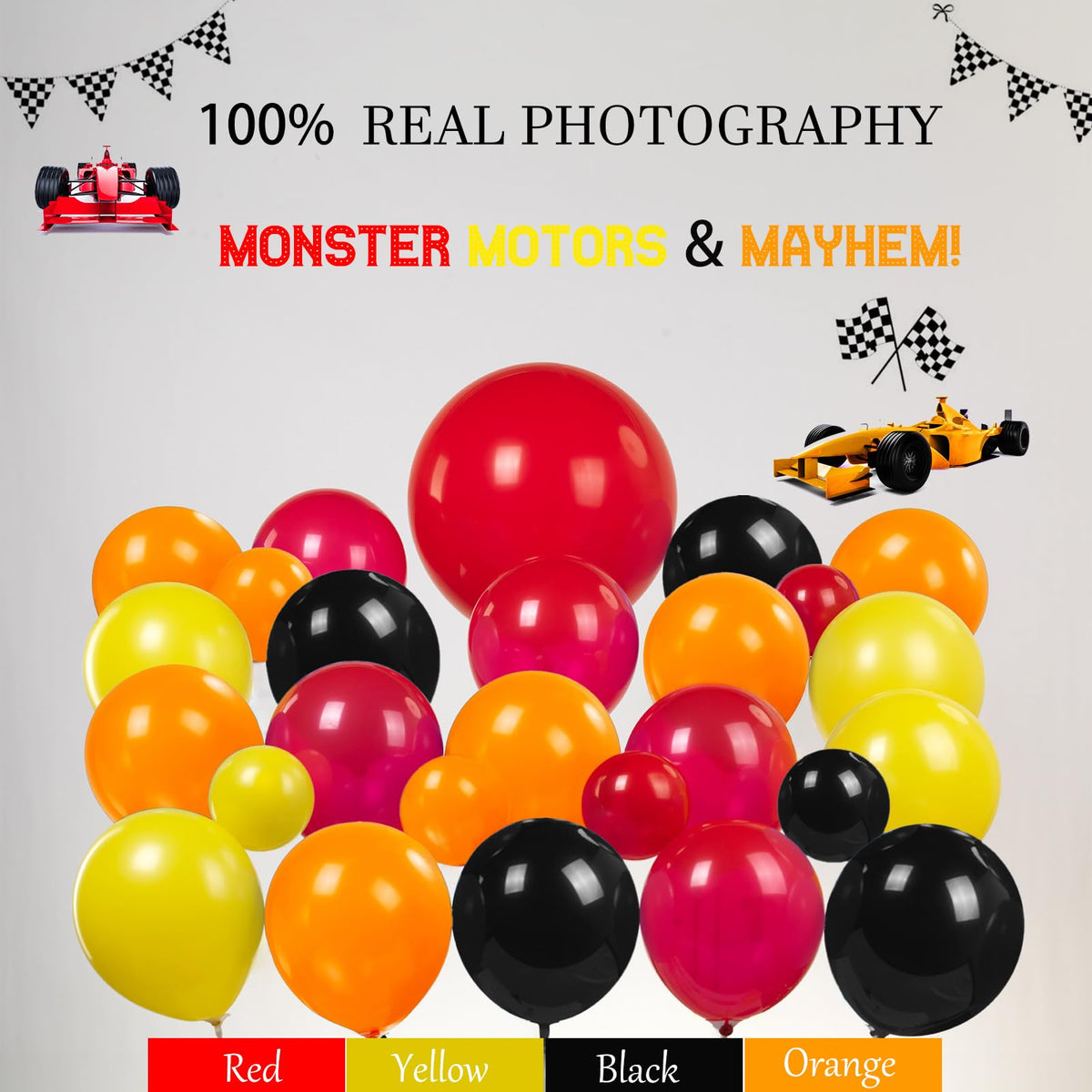 Kozee monster truck birthday banner enhances the rally theme.