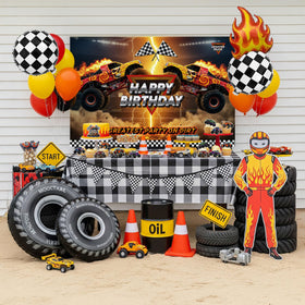 Kozee monster truck cake toppers add themed focal points to treats.