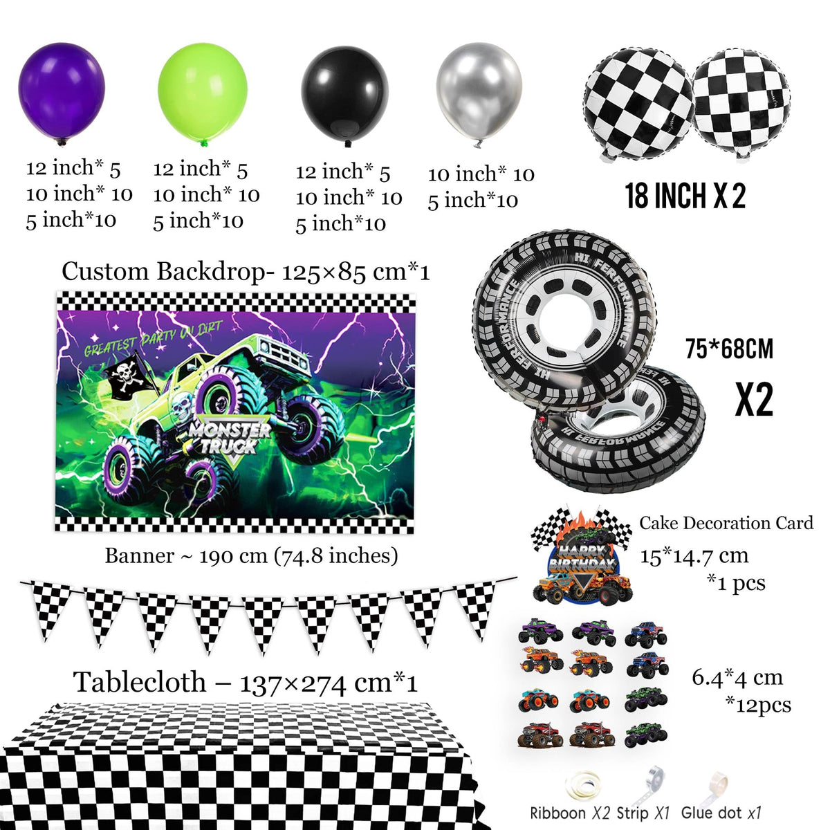Kozee Monster Truck garland kit helps you build a show-stopping centerpiece.