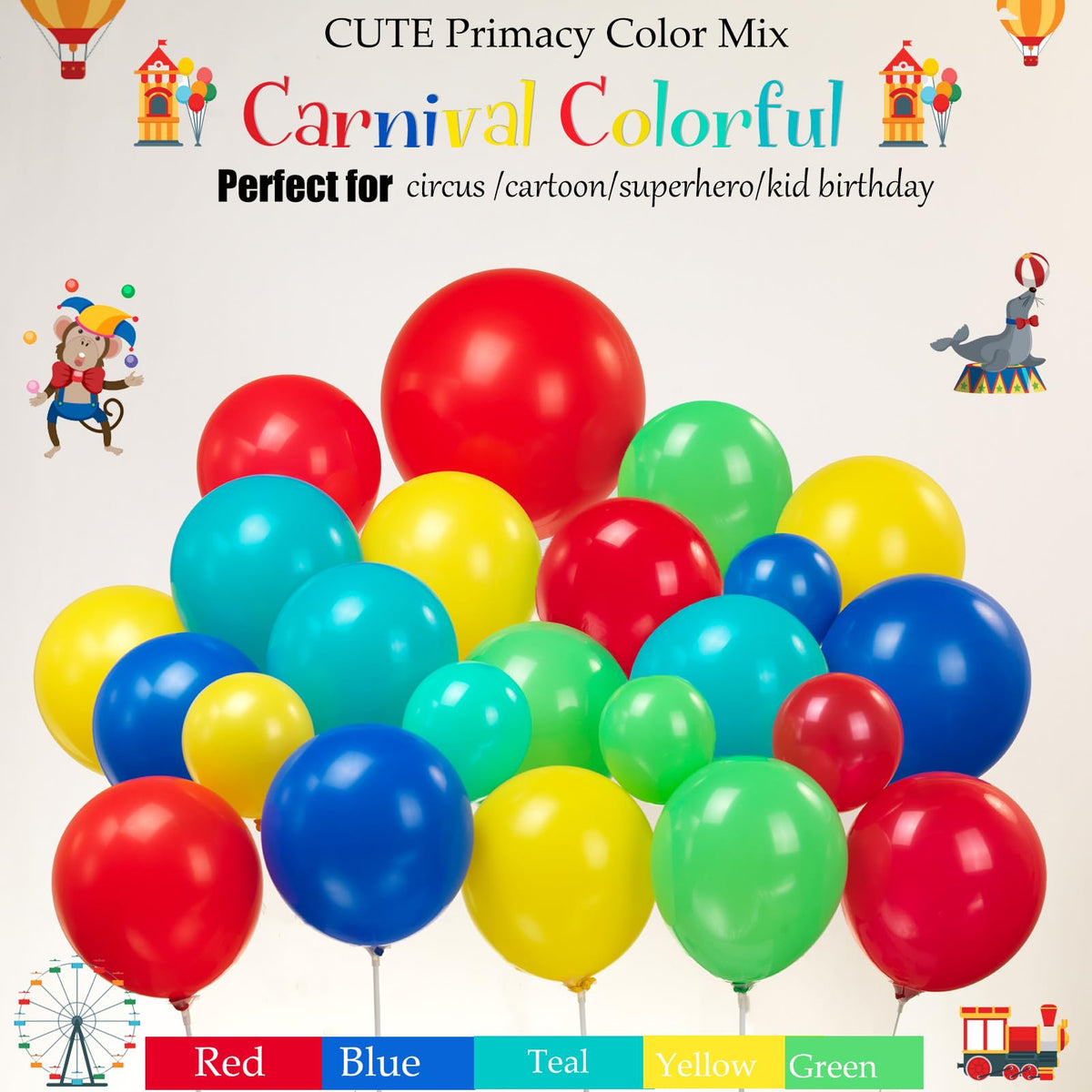 Kozee red and white striped banner and backdrop for authentic carnival vibe.