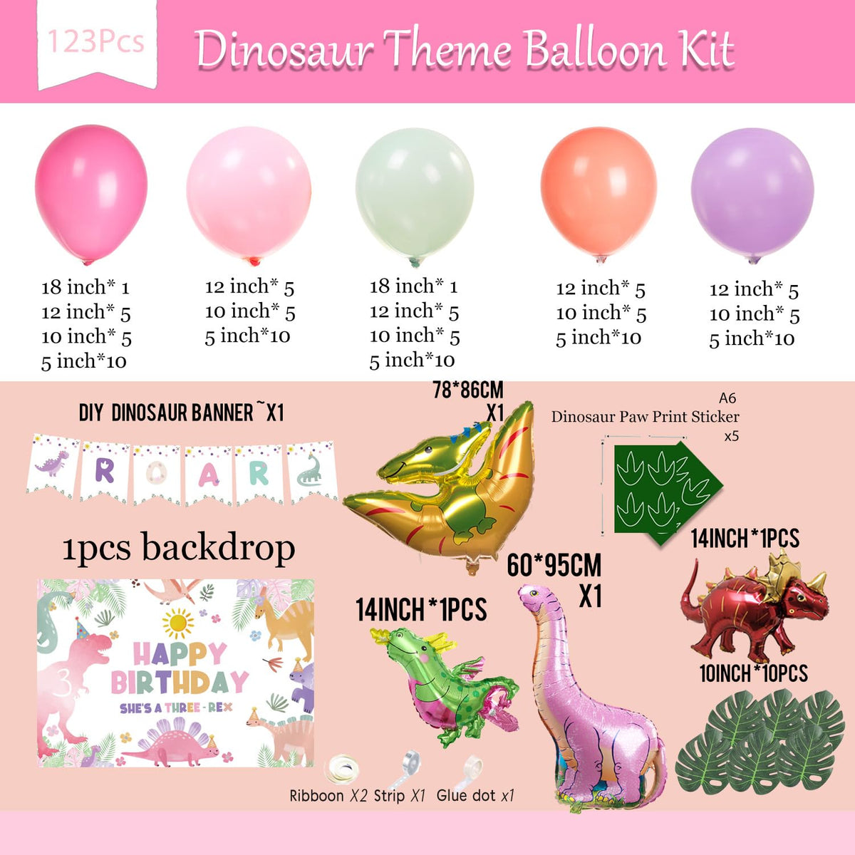 Kozee Three-Rex color-palette balloons create a dreamy, cohesive look.