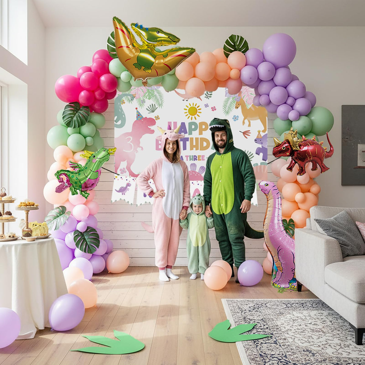 Kozee Three-Rex setup images show easy DIY decoration.