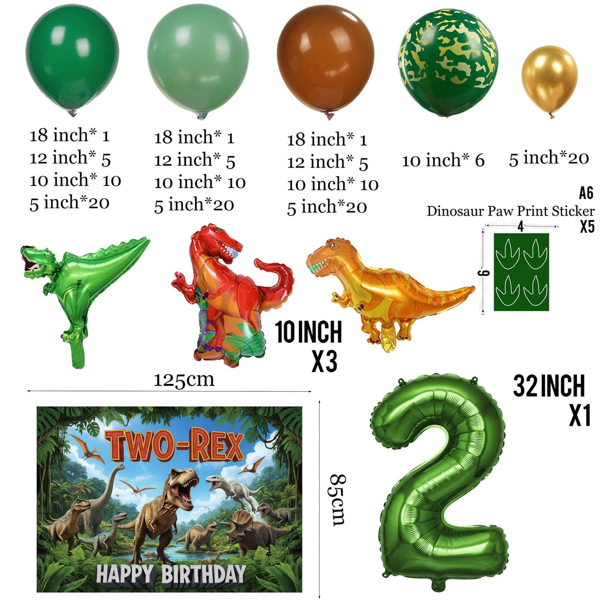 Kozee Two-Rex party supplies set ensures cohesive dino-themed decor.