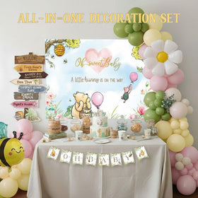 Kozee Winnie bee and daisy balloons enhance cute decor accents.