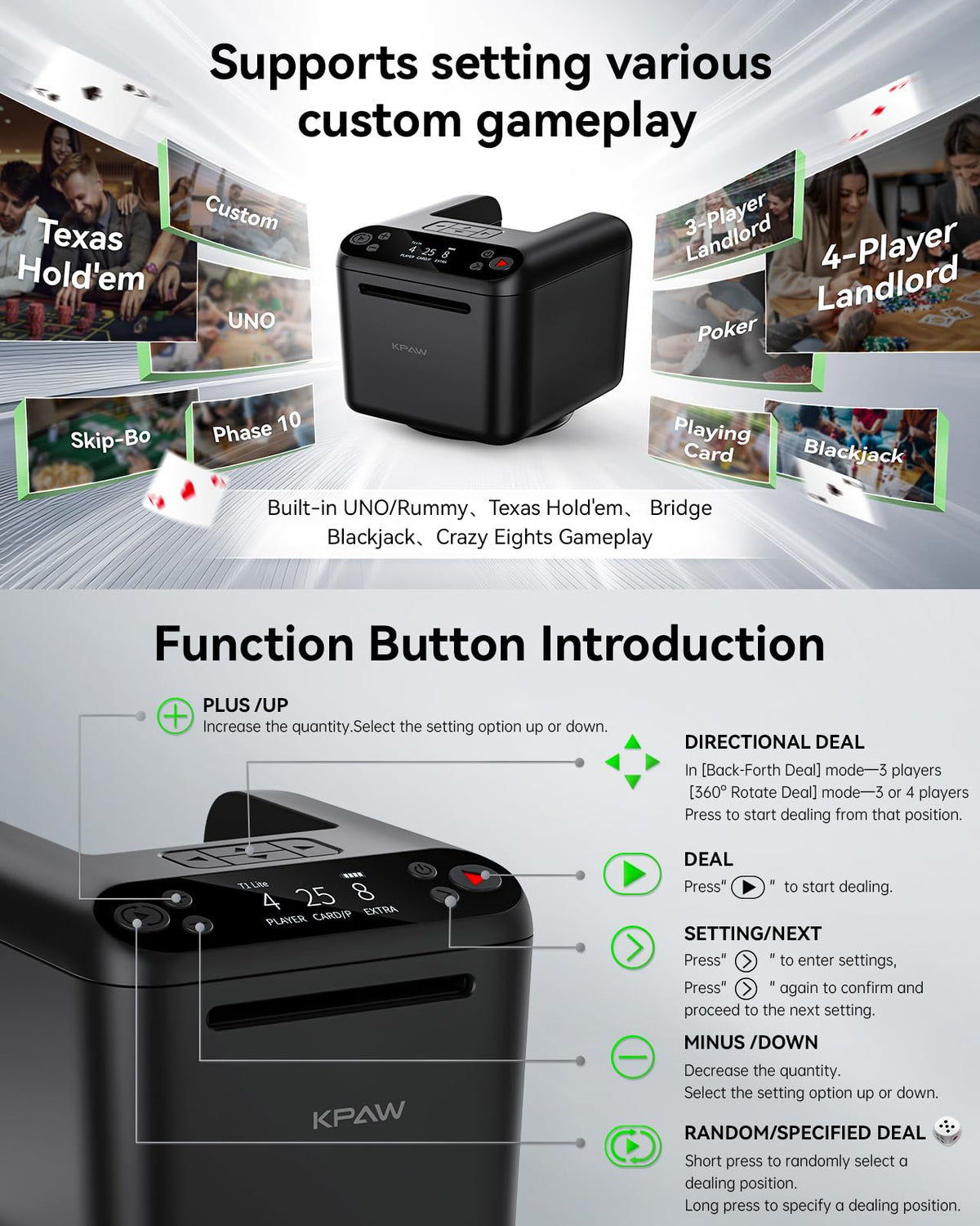 KPAW Automatic Card Dealer card dispensing mechanism in action during play