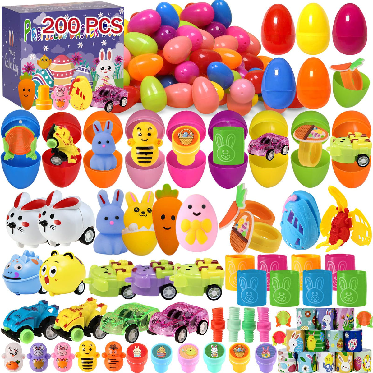 KPHNGB 200pcs pre-filled Easter eggs for Easter hunts