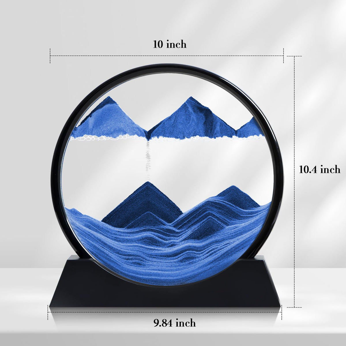 KPNUWN Moving Sand Art: deep-sea blue sandscape offering focused viewing and tranquil ambiance.
