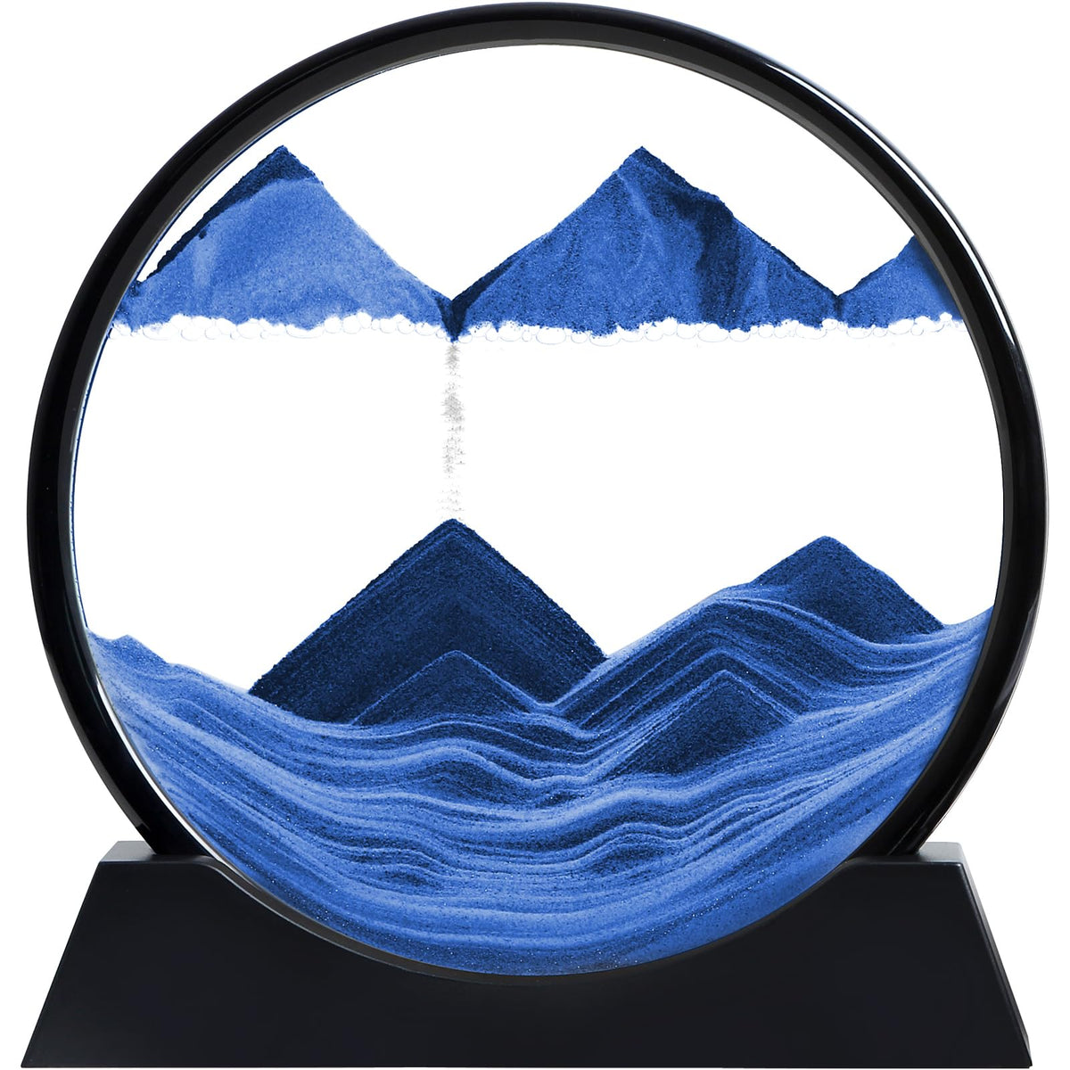 KPNUWN Moving Sand Art: blue round glass with calming 3D motion for your desk.