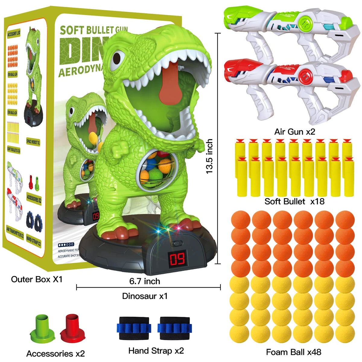KPPIT dinosaur target with LCD score displays for competitive fun