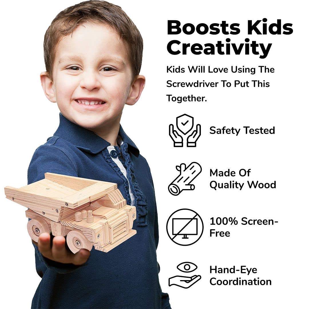 Kraftic Dump Truck kit showing screws and screwdriver for hands on learning