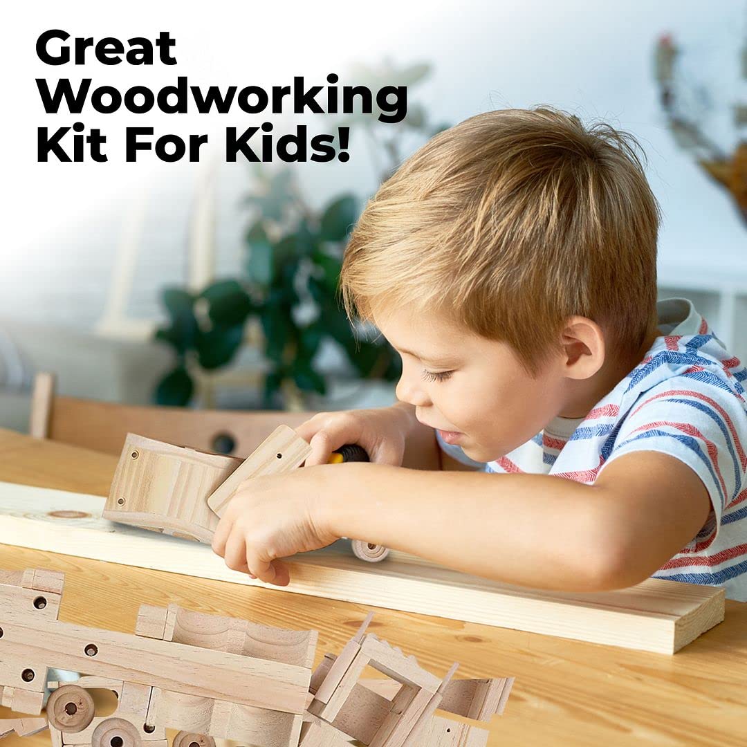 Kraftic wood pieces and tools set highlighted for safe family woodworking