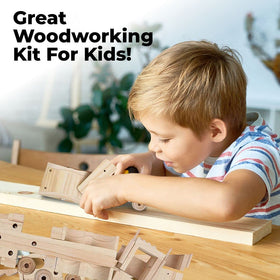 Kraftic wood pieces and tools set highlighted for safe family woodworking
