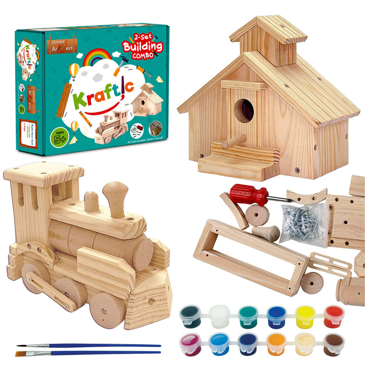 Kraftic Woodworking Kit contents laid out for easy start and exploration