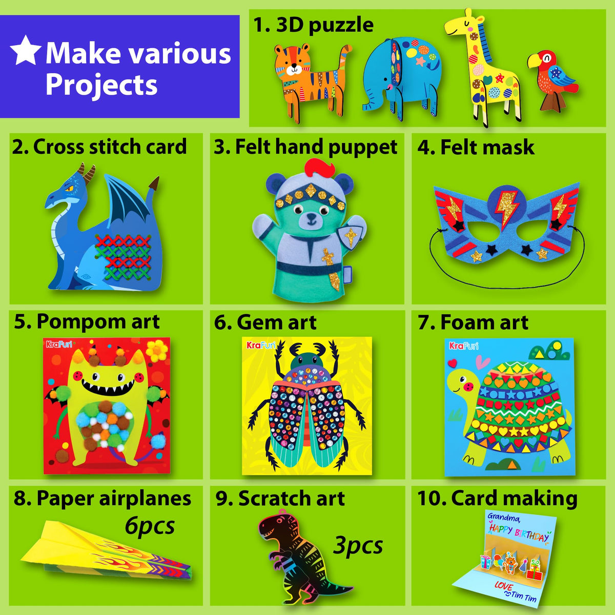 KRAFUN hand puppets provide safe, imaginative play for preschoolers