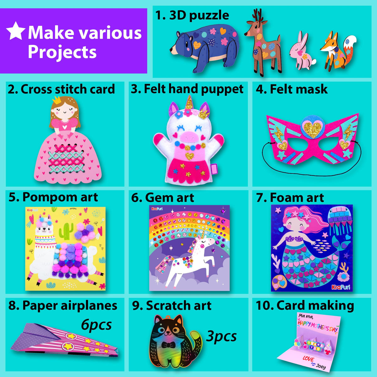 KRAFUN Princess lacing cards develop dexterity through easy, princess-themed threading activities.