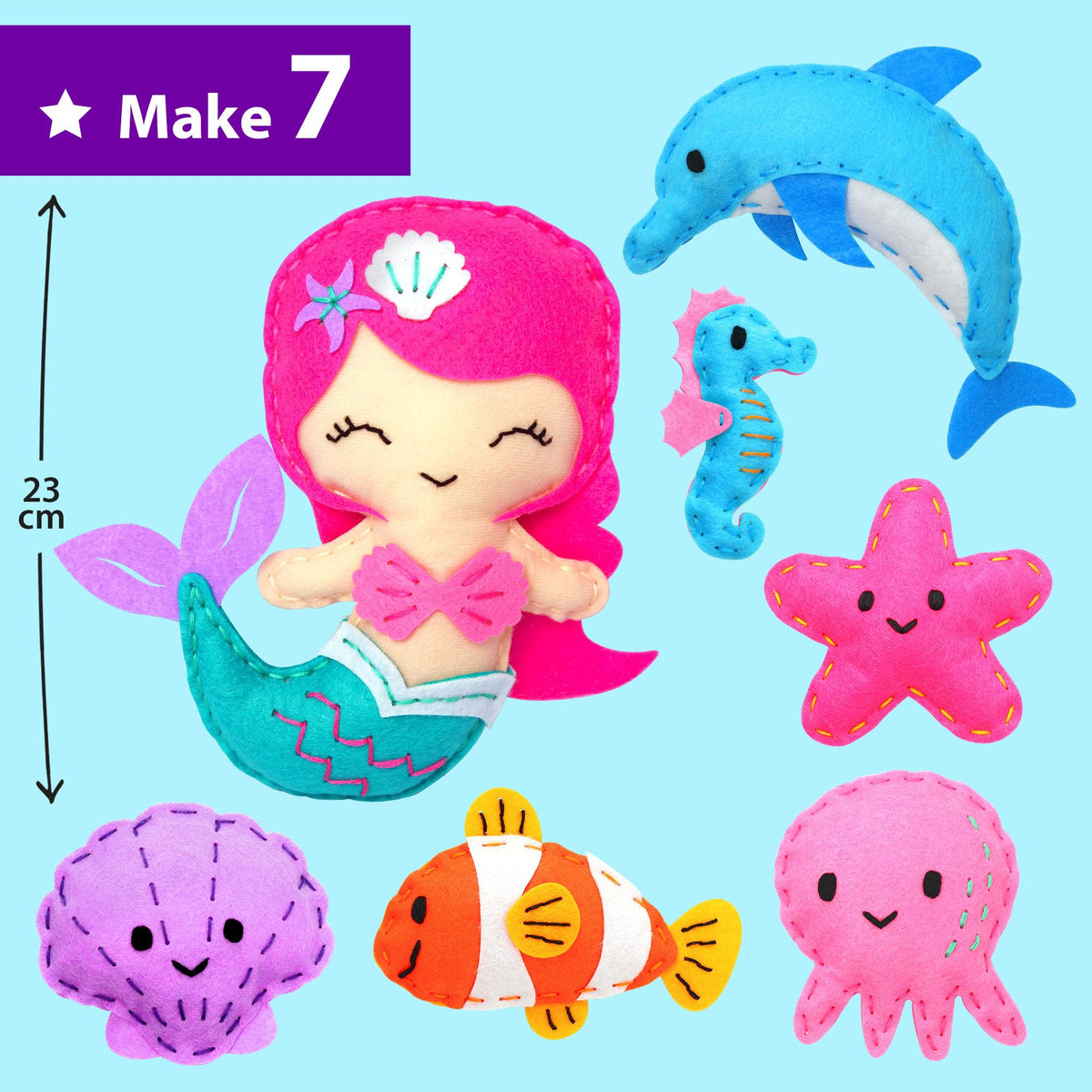 KRAFUN Seahorse sewing doll: simple shapes and pre-cut pieces.