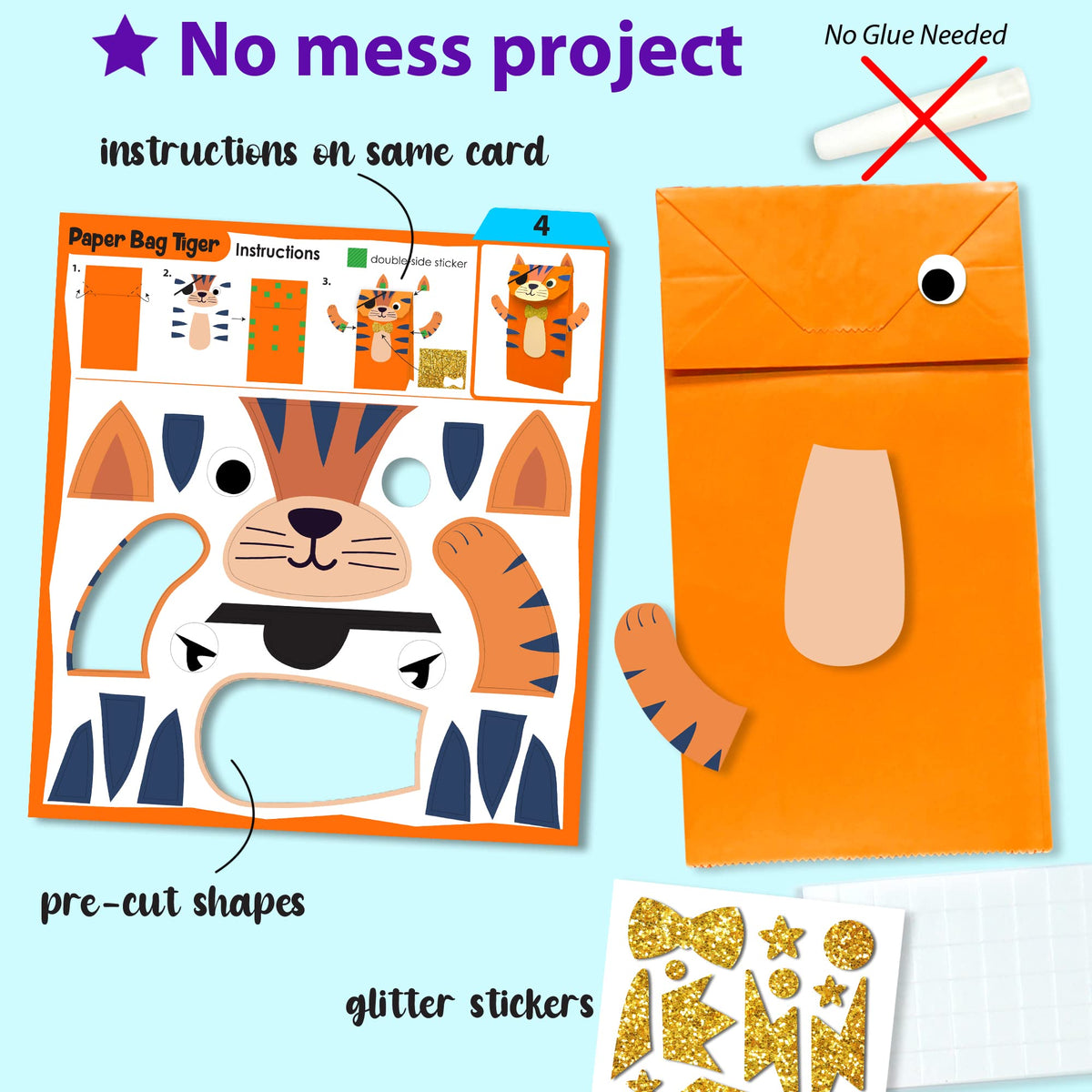 KRAFUN tiger craft assembly for early learners.