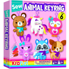 KRAFUN Unicorn Sewing Keyring Kit box with organized beginner materials.