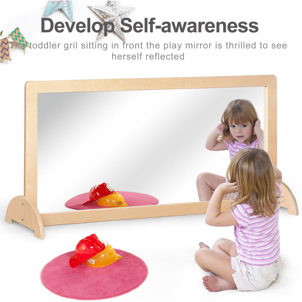 KRAND beech wood frame with rounded edges for safe, comfortable play