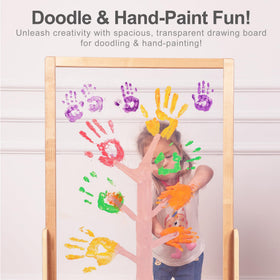 KRAND detachable paint bucket holder keeps supplies off the floor for easy cleanup.