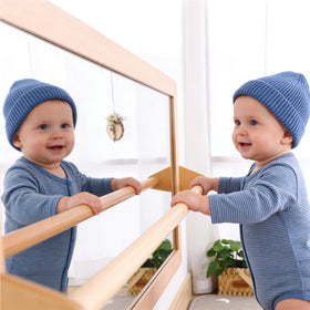 KRAND safety mirror close-up showing shatterproof acrylic for durable play