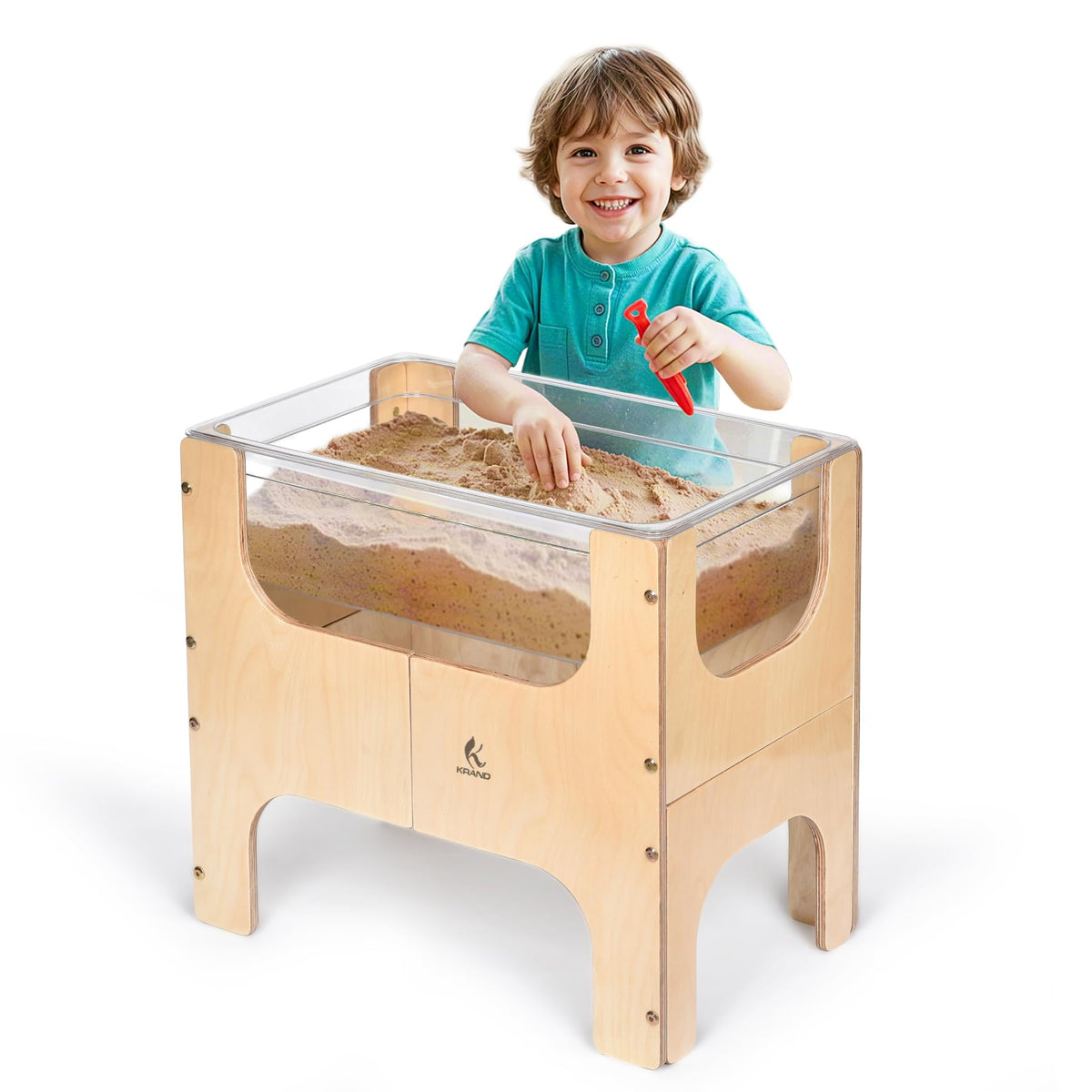 KRAND see-through sensory table with transparent tub for vivid tactile exploration
