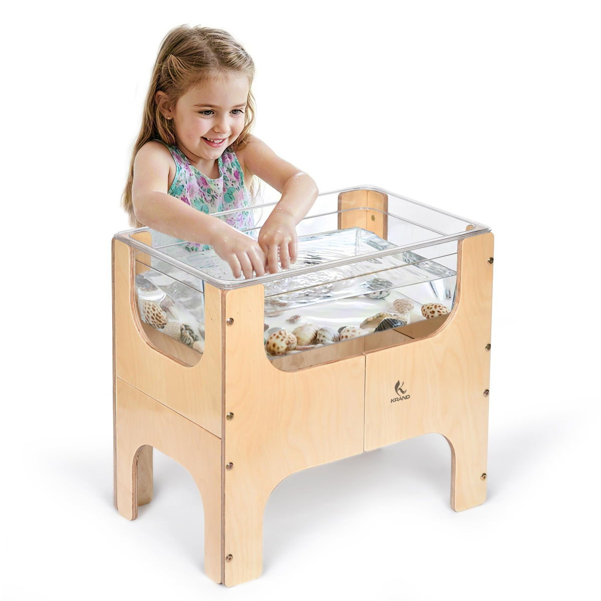 KRAND sensory table clear tub in use sparks curiosity through colorful materials