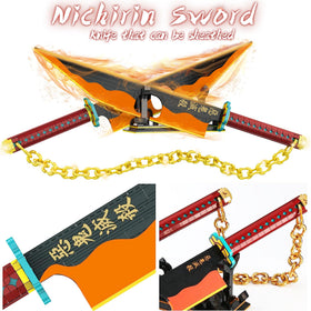 Kravkind display stand supporting the block sword for stable viewing.