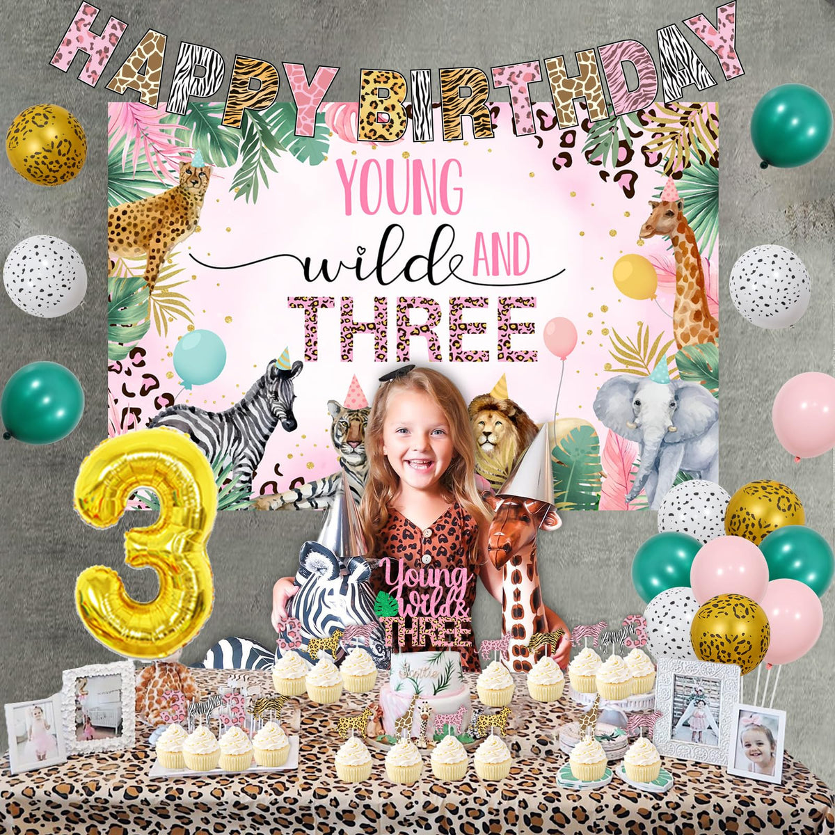 kreat4joy pink leopard foil balloon – eye-catching safari centerpiece for birthdays