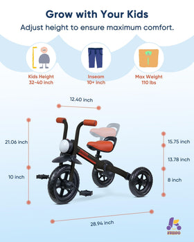 KRIDDO 2-in-1 bike-trike with stitched soft grip for comfort.