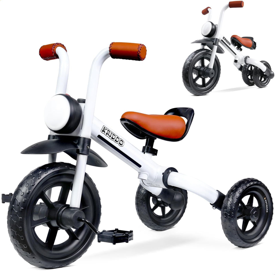 KRIDDO 2-in-1 balance bike front view with dual modes for growing riders