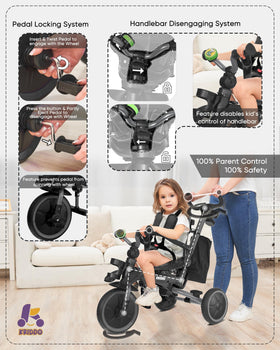 KRIDDO 5-point harness keeps little rider secure