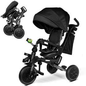 KRIDDO 8-in-1 foldable tricycle grey frame showing growth-friendly design