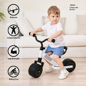 KRIDDO Baby Balance Bike side view highlights low height for easy mounting and balance.