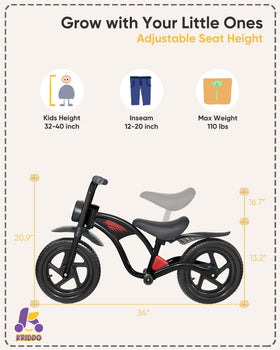 KRIDDO balance bike kid riding scene shows a confident young rider