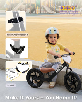 KRIDDO bike with puncture-resistant tires for smooth rides on grass and pavement