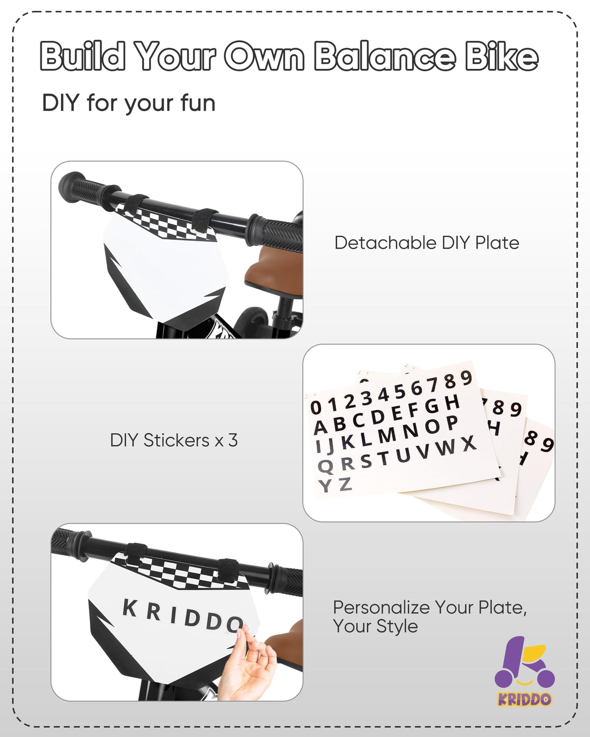 KRIDDO detachable pedals for clean storage and easy maintenance